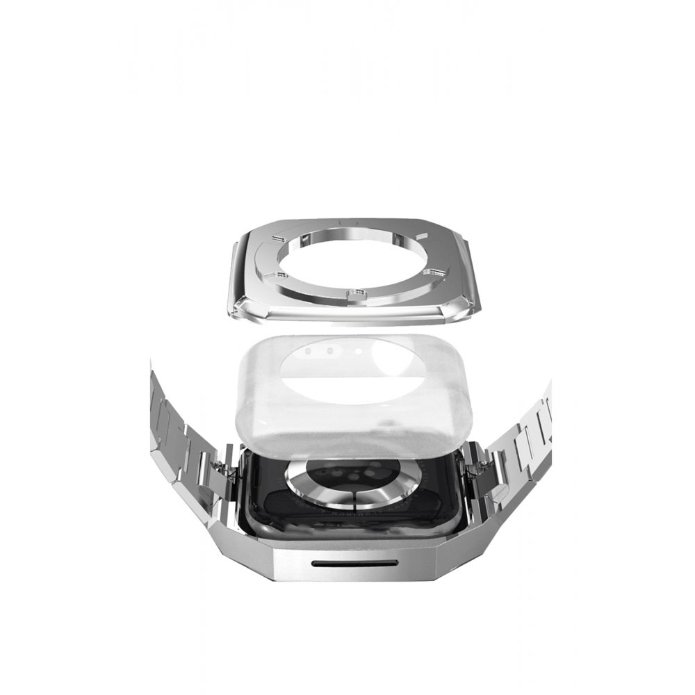  Apple Watch 44mm Metal Petek Kasalı Kordon - Rose Gold