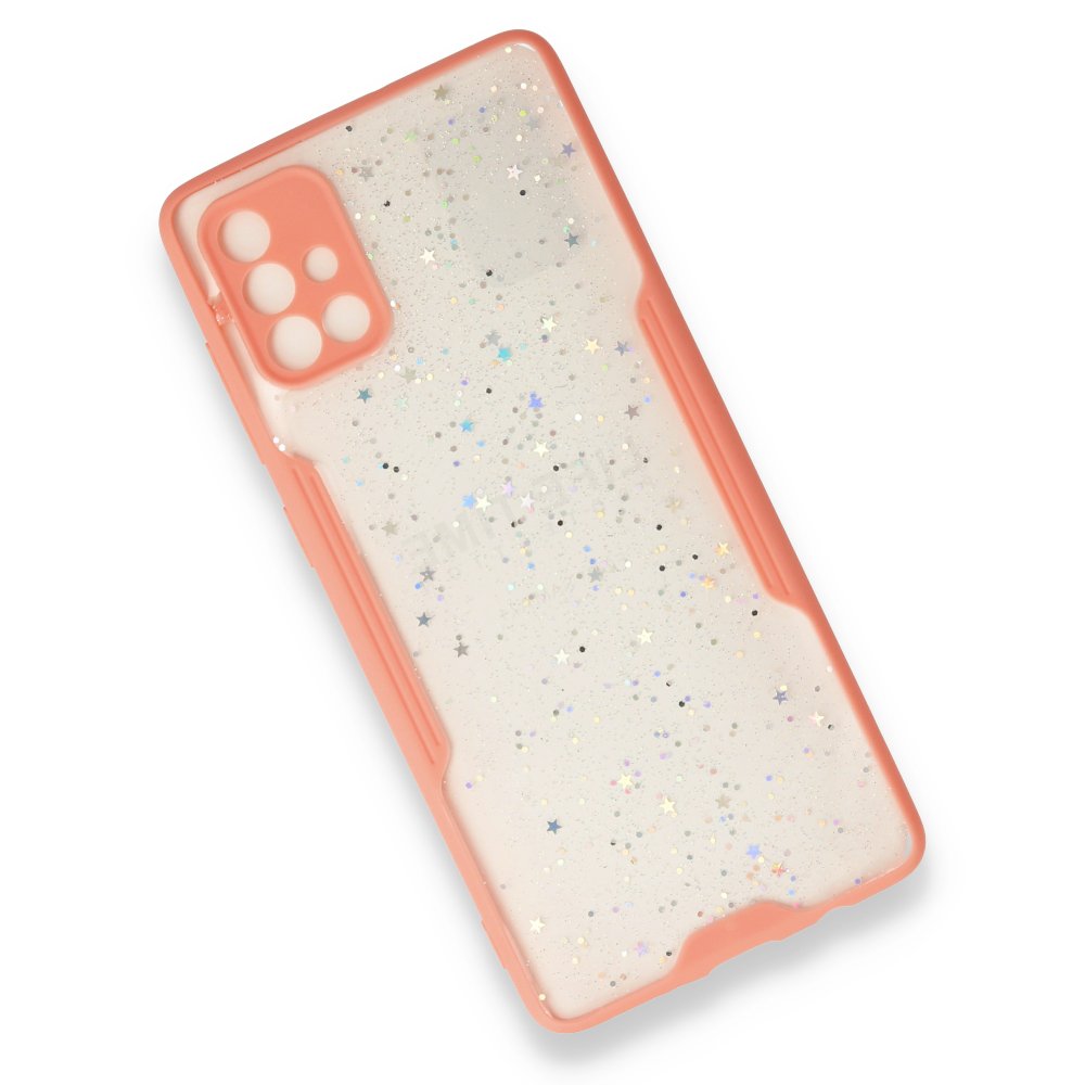  Samsung Galaxy A71 Kılıf Platin Simli Silikon - Pembe