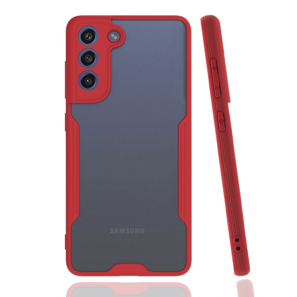  Samsung Galaxy S21 FE Kılıf Platin Silikon - Kırmızı