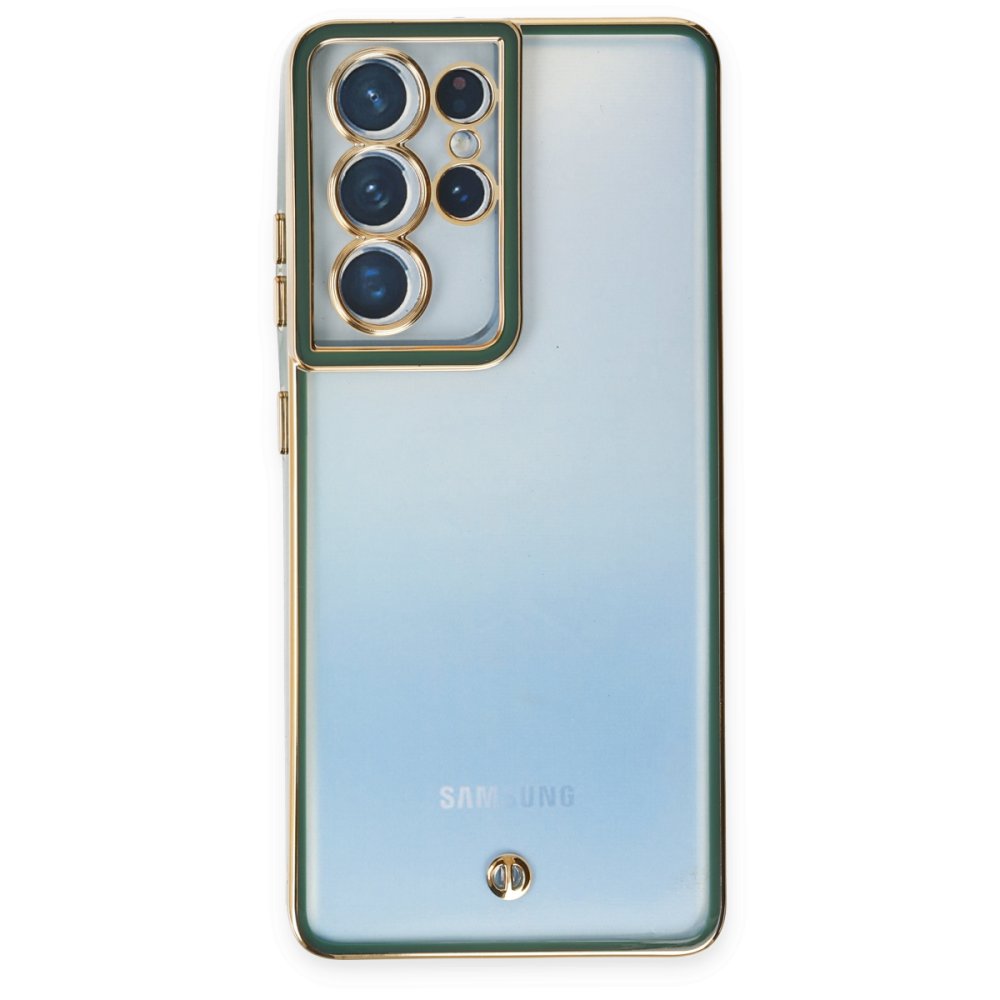  Samsung Galaxy S21 Ultra Kılıf Liva Lens Silikon - Yeşil