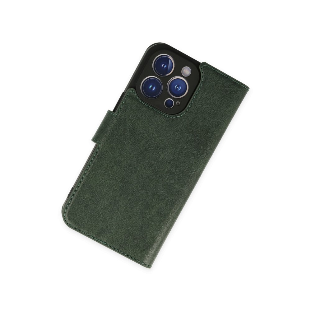  iPhone 14 Pro Kılıf Trend S Plus Kapaklı Kılıf - Yeşil