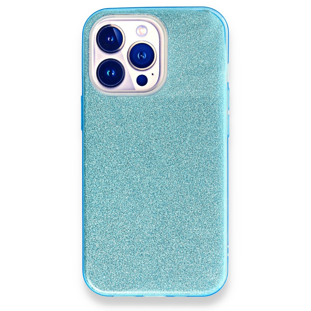  iPhone 13 Pro Max Kılıf Simli Katmanlı Silikon - Turkuaz