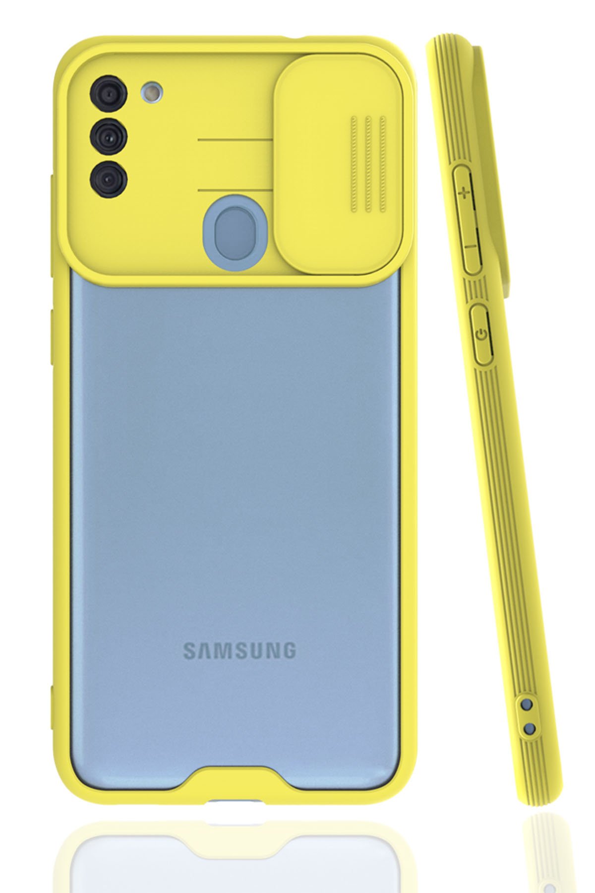  Samsung Galaxy A11 Kılıf Platin Kamera Koruma Silikon - Sarı