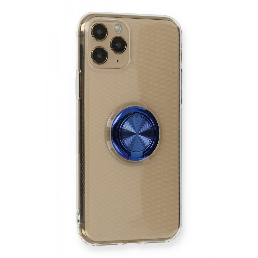  iPhone 11 Pro Max Kılıf Gros Yüzüklü Silikon - Mavi