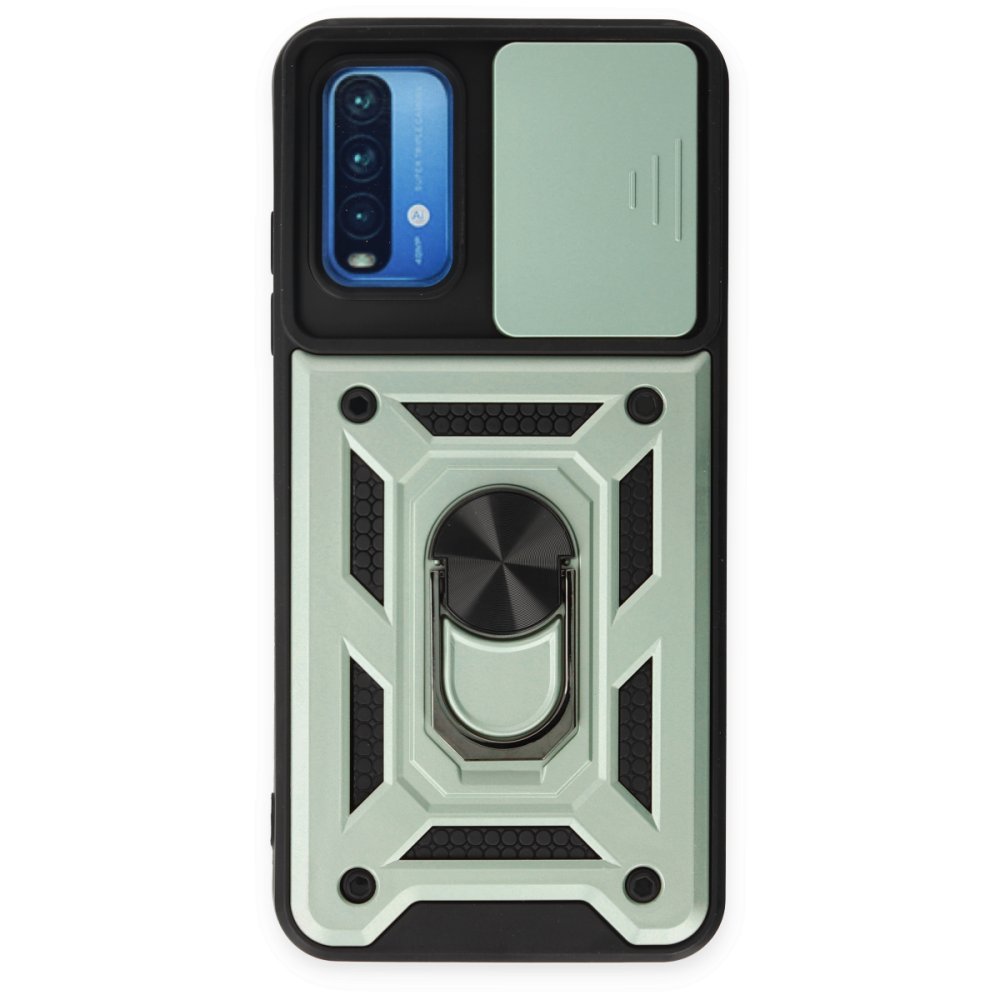 Redmi 9T Kılıf Pars Lens Yüzüklü Silikon - Yeşil