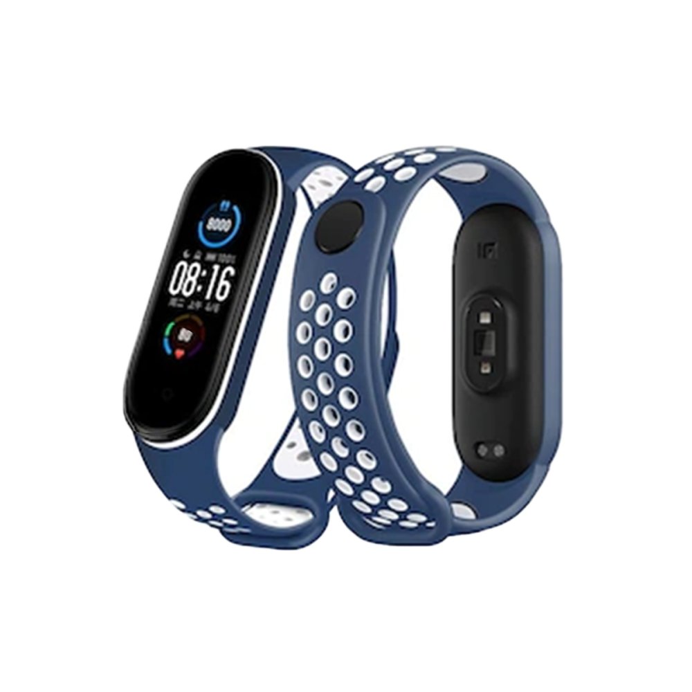  Xiaomi Mi Band 7 Spor Delikli Kordon - Lacivert-Beyaz