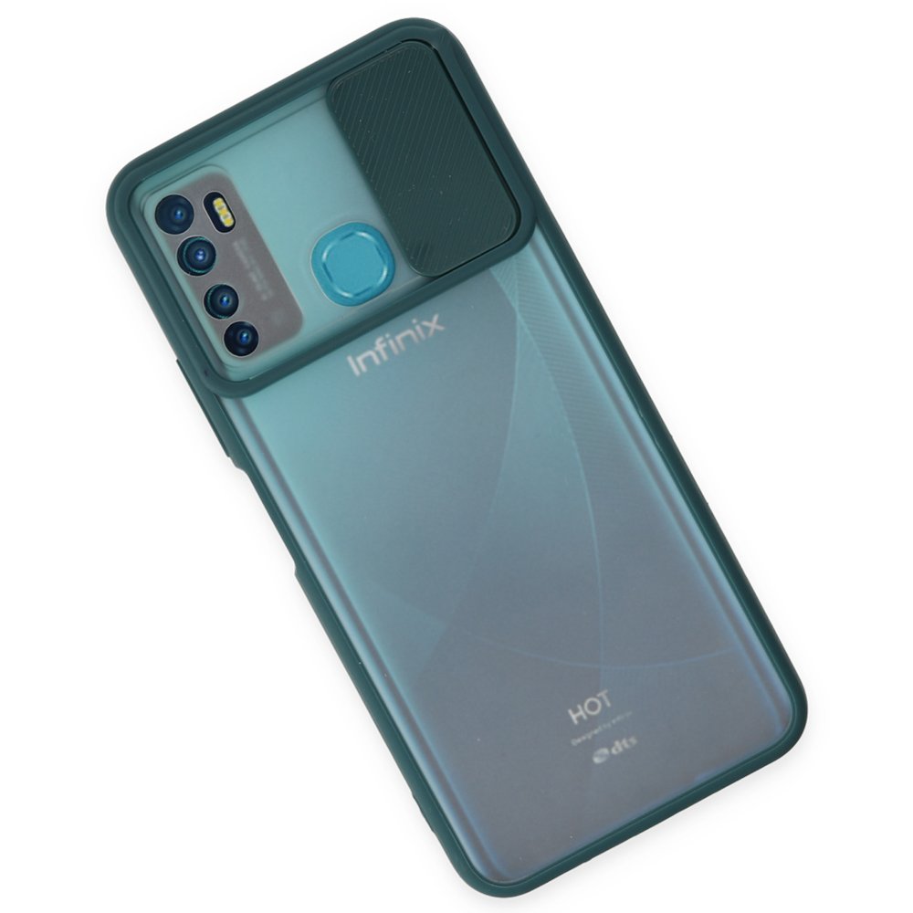  İnfinix Hot 9 Kılıf Palm Buzlu Kamera Sürgülü Silikon - Yeşil