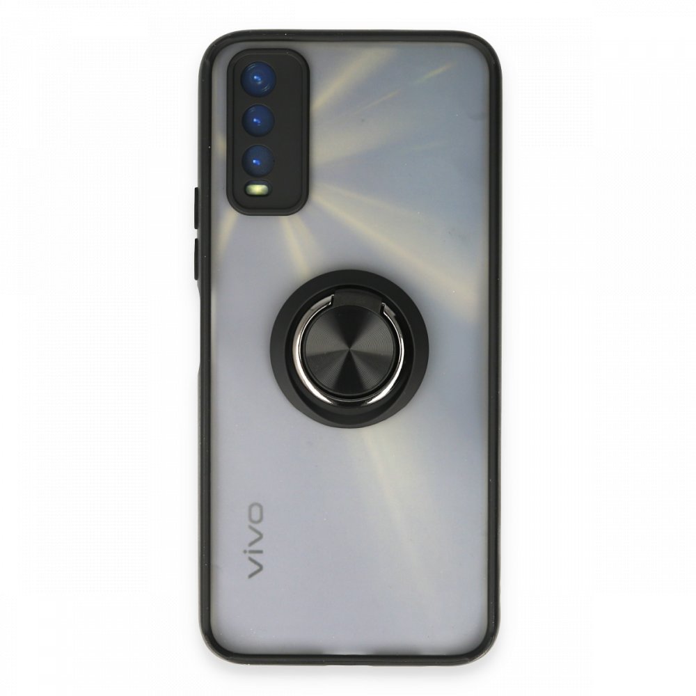  Vivo Y11S Kılıf Montreal Yüzüklü Silikon Kapak - Siyah