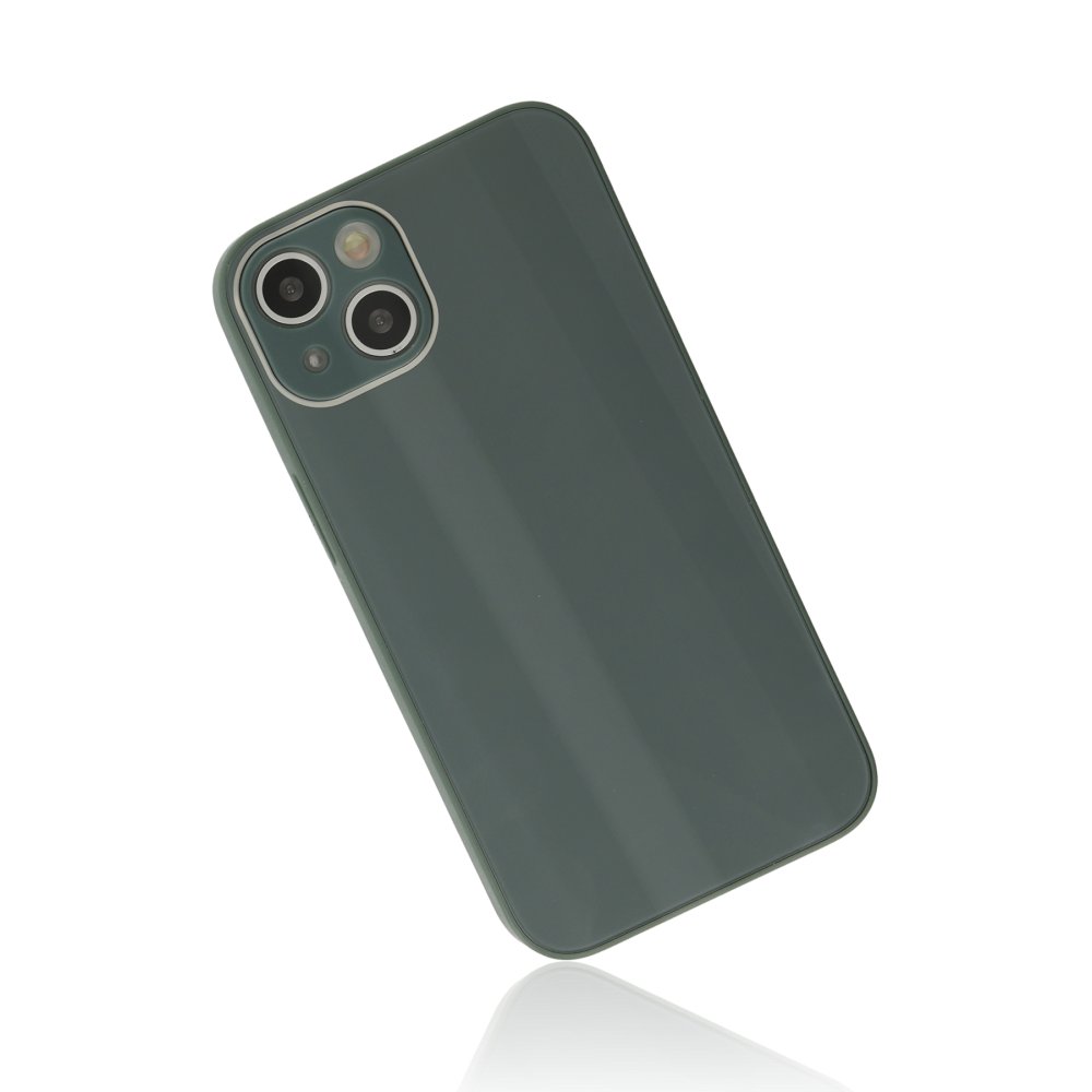 iPhone 14 Kılıf Glass Kapak - Koyu Yeşil iPhone 14 Kılıf Glass Kapak - Koyu Yeşil