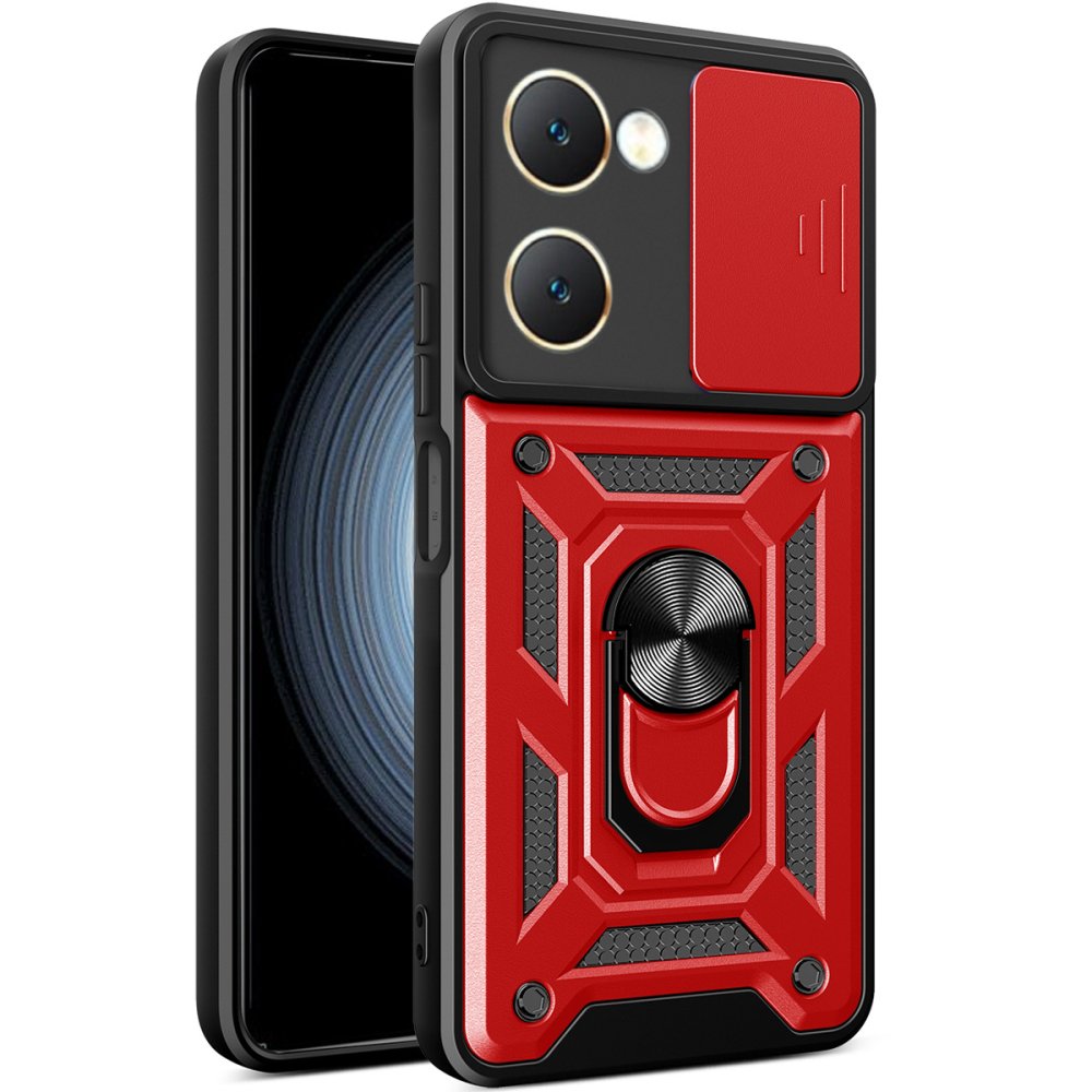 Vivo Y18 Kılıf Pars Lens Yüzüklü Silikon - Kırmızı Vivo Y18 Kılıf Pars Lens Yüzüklü Silikon - Kırmızı