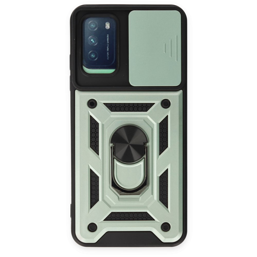  Xiaomi Pocophone M3 Kılıf Pars Lens Yüzüklü Silikon - Yeşil