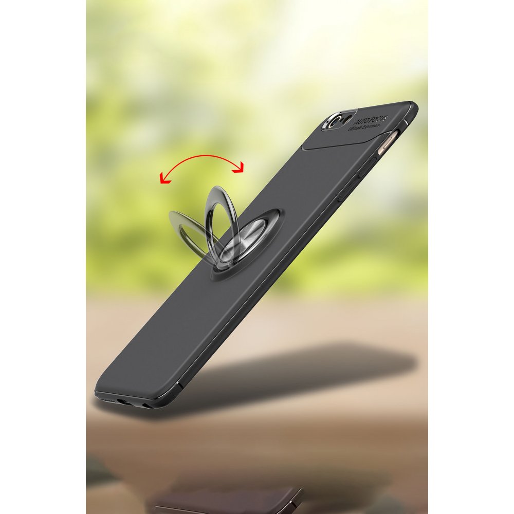 iPhone 6 Kılıf Range Yüzüklü Silikon - Siyah-Mavi  iPhone 6 Kılıf Range Yüzüklü Silikon - Siyah-Mavi