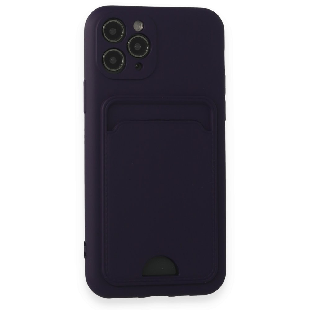  iPhone 11 Pro Kılıf Kelvin Kartvizitli Silikon - Derin Mor