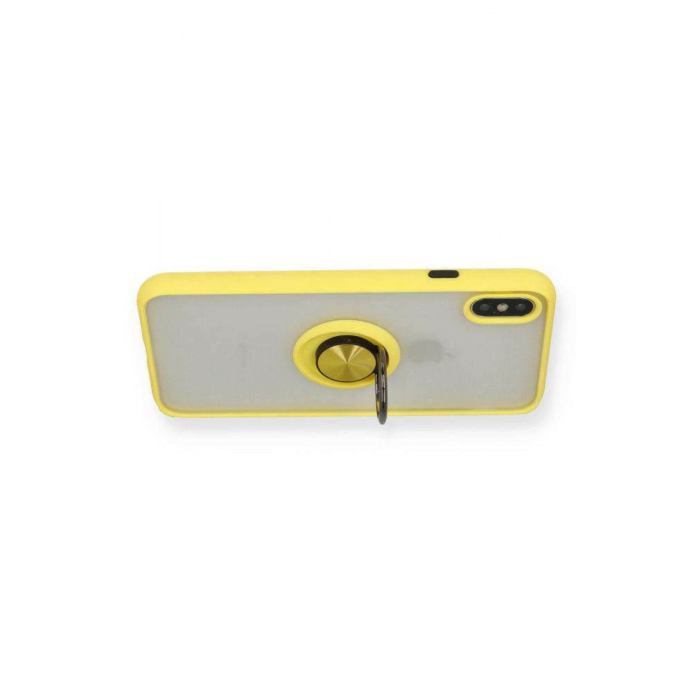 iPhone X Kılıf Montreal Yüzüklü Silikon Kapak - Sarı iPhone X Kılıf Montreal Yüzüklü Silikon Kapak - Sarı