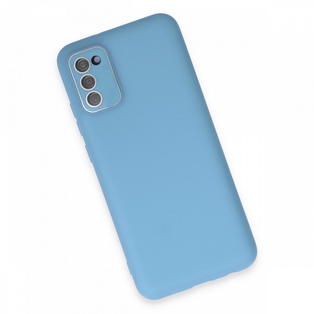  Samsung Galaxy A02S Kılıf Lansman Glass Kapak - Mavi