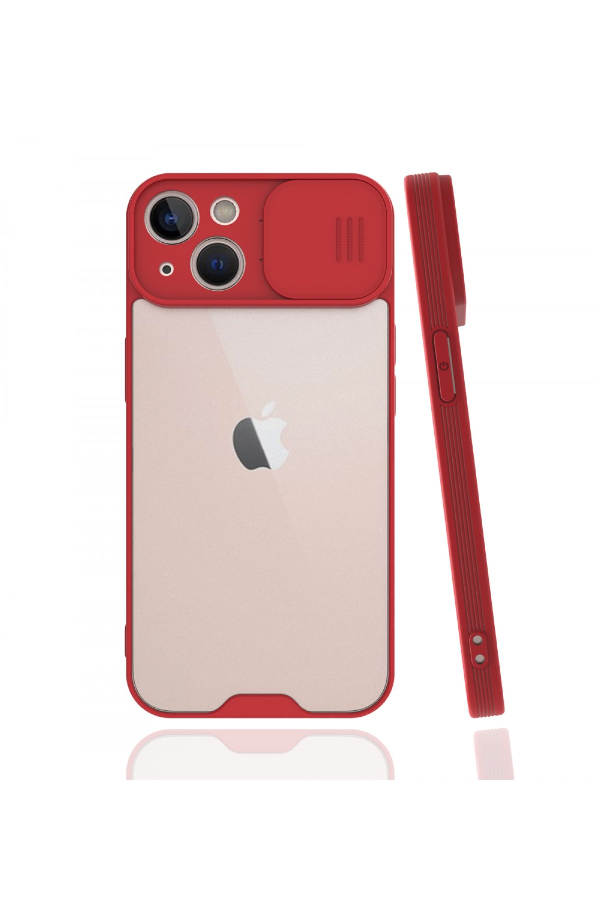  iPhone 13 Kılıf Platin Kamera Koruma Silikon - Kırmızı