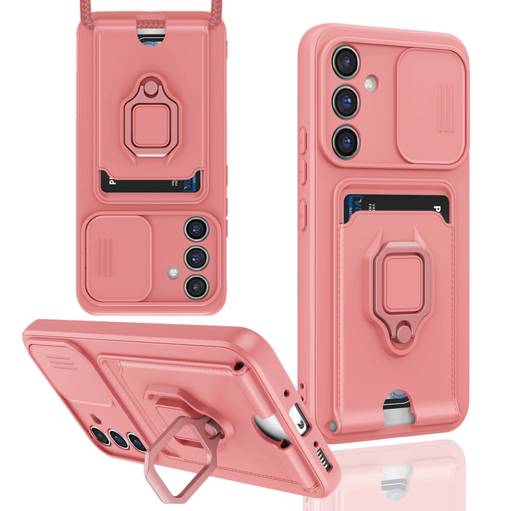  Samsung Galaxy A05S Kılıf Zuma Kartvizitli Yüzüklü Silikon - Pembe
