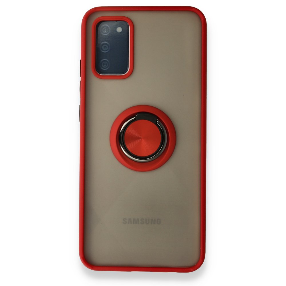  Samsung Galaxy A02S Kılıf Montreal Yüzüklü Silikon Kapak - Kırmızı