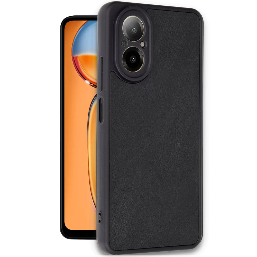 Realme 12 Lite Kılıf Aras Deri Kapak - Siyah  Realme 12 Lite Kılıf Aras Deri Kapak - Siyah