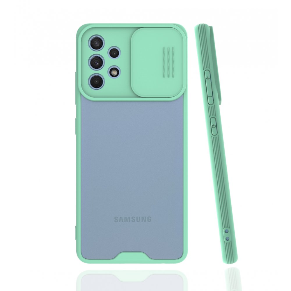  Samsung Galaxy A32 Kılıf Platin Kamera Koruma Silikon - Açık Yeşil