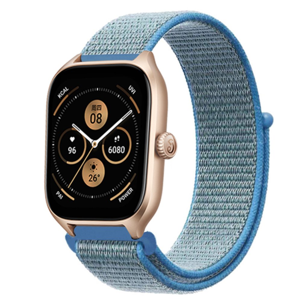  GT4 46mm 22mm Hasırlı Cırtcırtlı Kordon - Mavi-Turkuaz