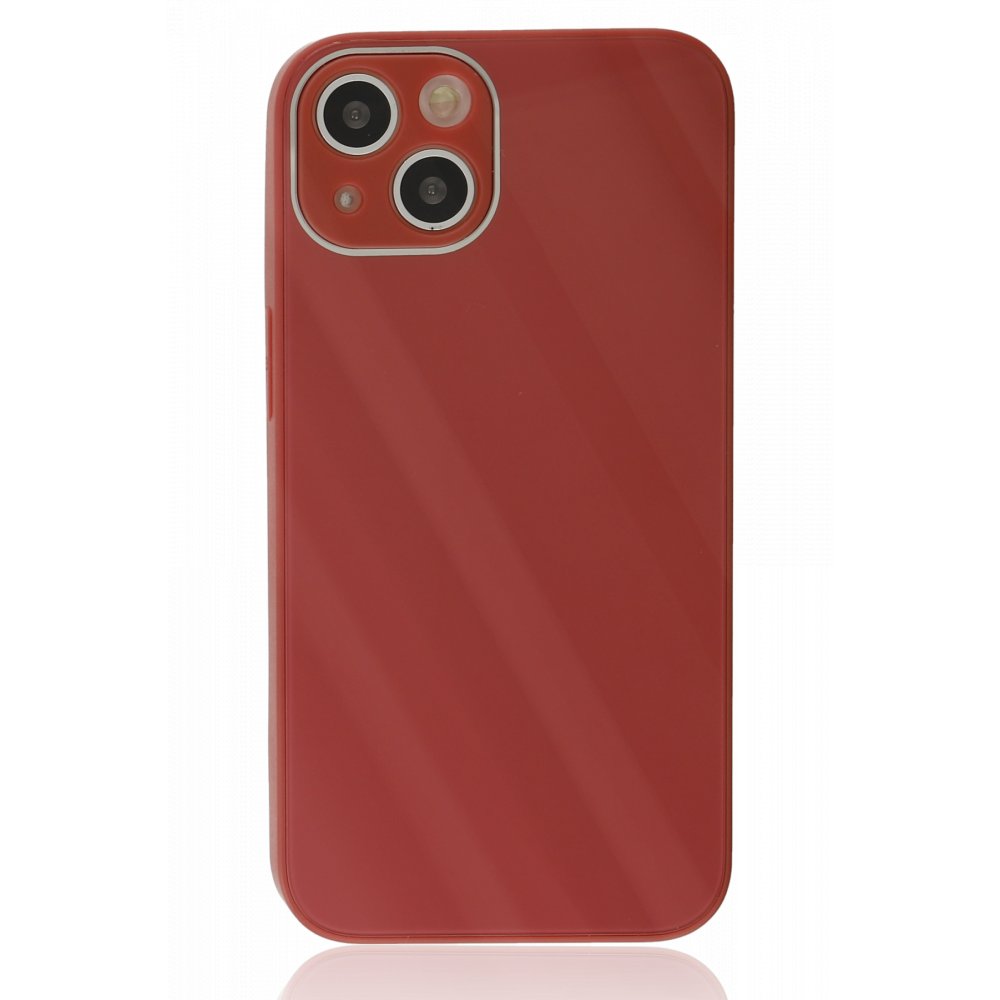  iPhone 13 Kılıf Glass Kapak - Bordo