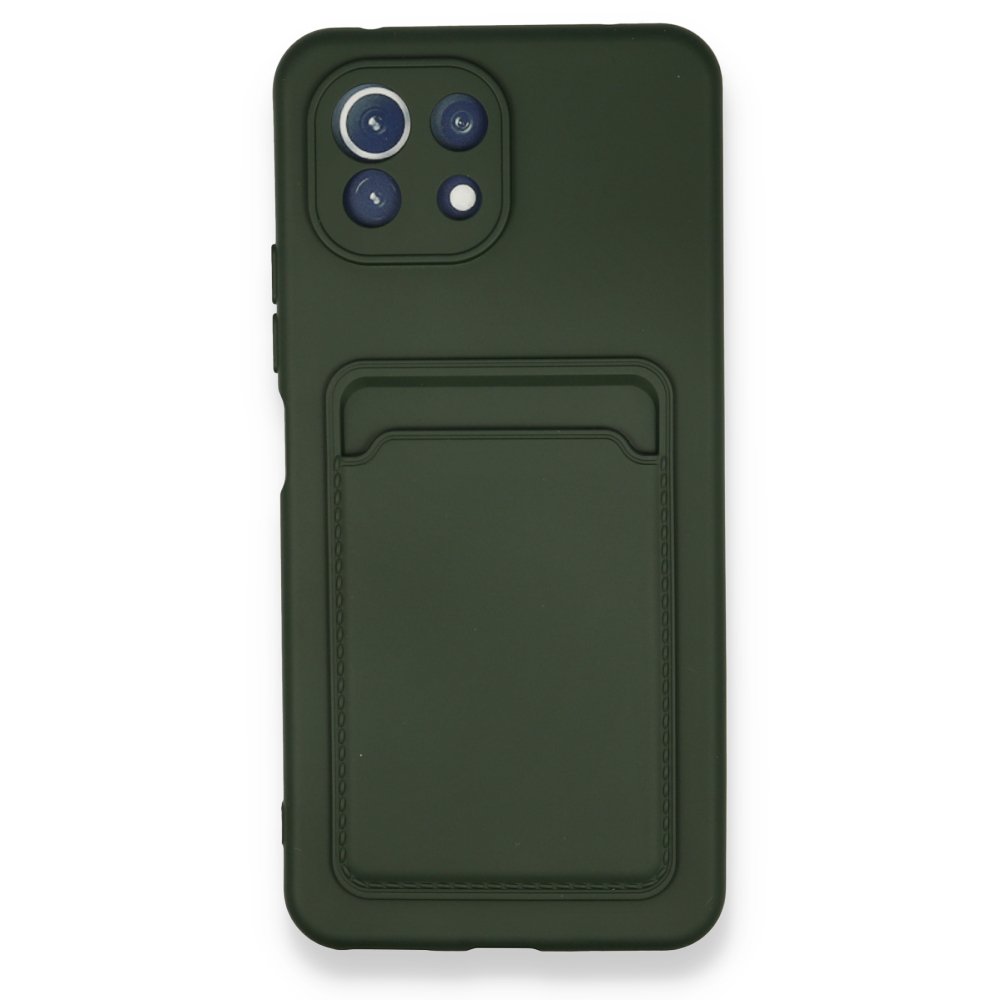  Xiaomi Mi 11 Kılıf Kelvin Kartvizitli Silikon - Koyu Yeşil