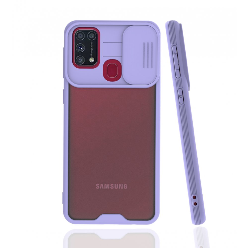  Samsung Galaxy M31 Kılıf Platin Kamera Koruma Silikon - Lila