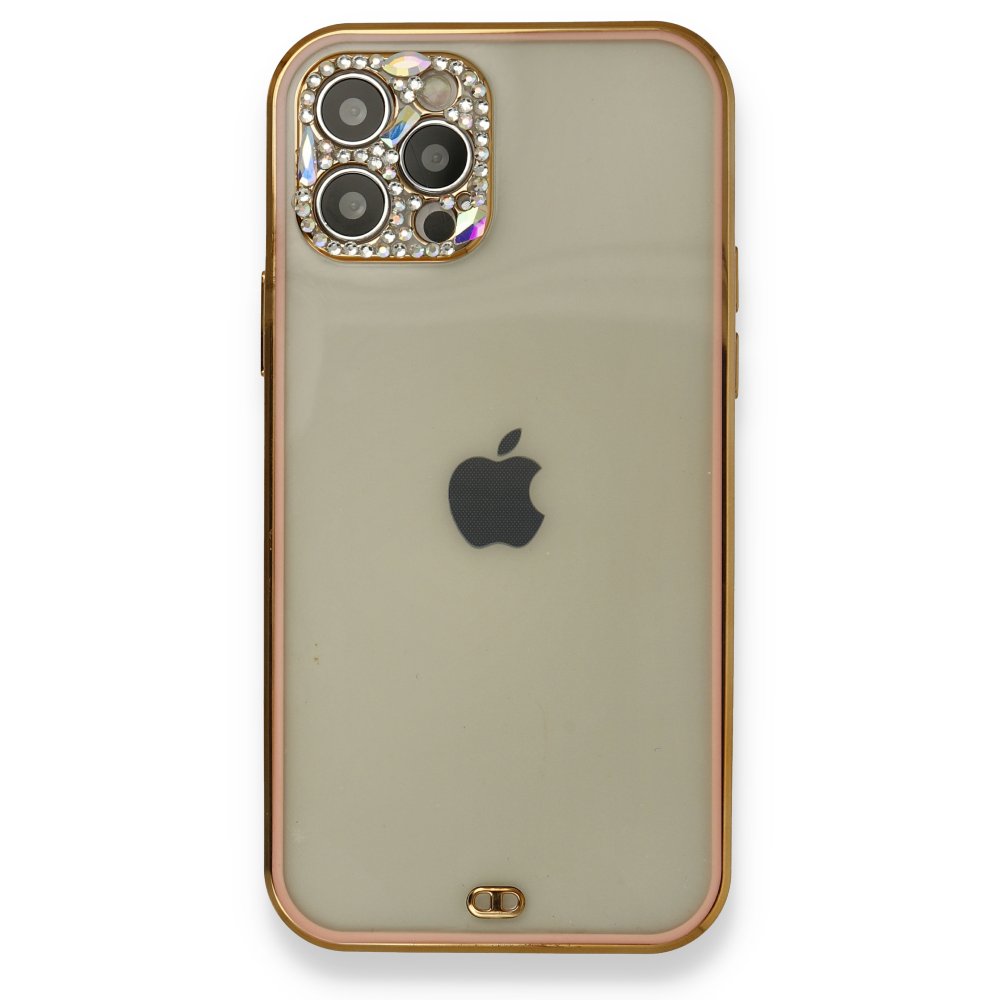  iPhone 12 Pro Max Kılıf Liva Taşlı Silikon - Pembe