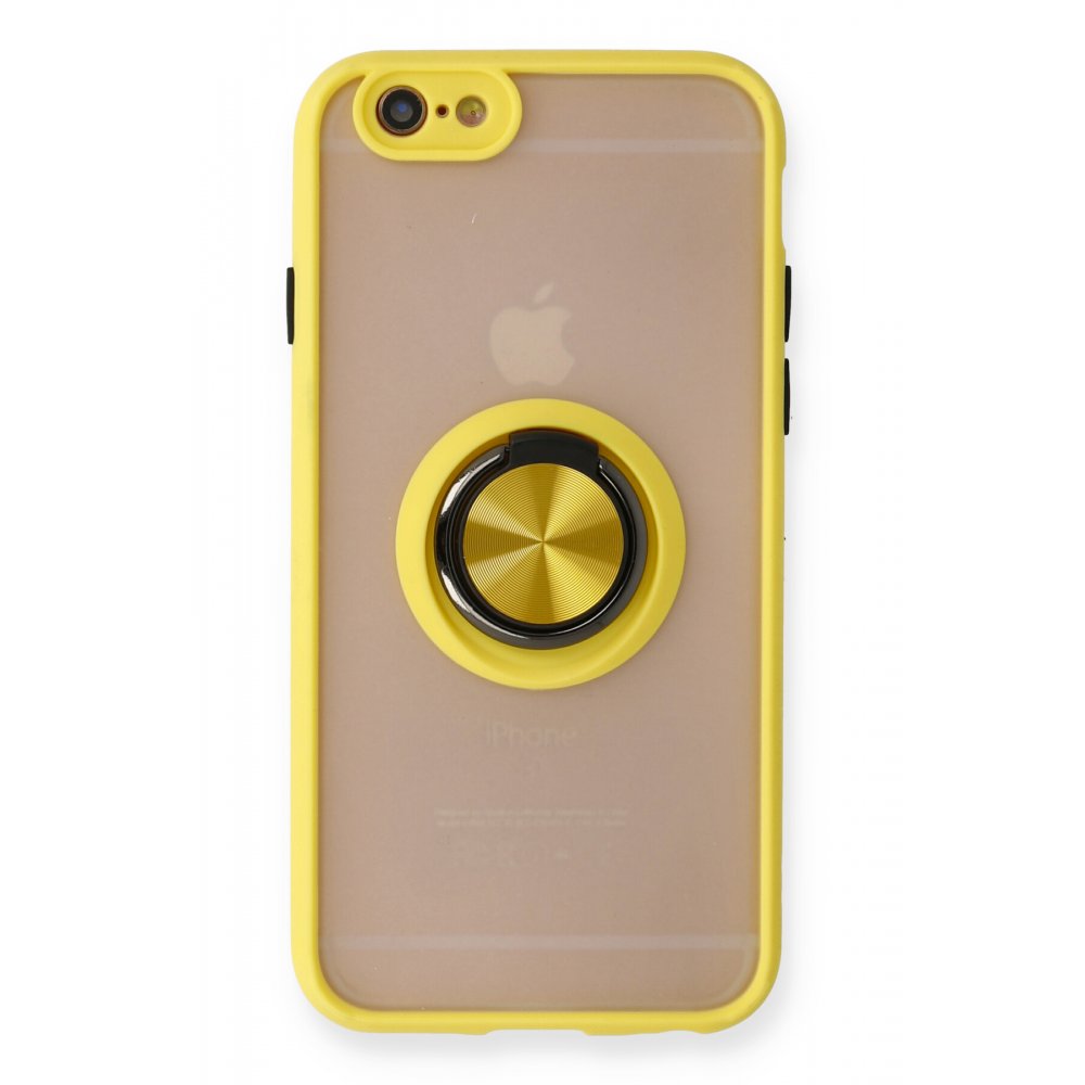  iPhone 6 Kılıf Montreal Yüzüklü Silikon Kapak - Sarı