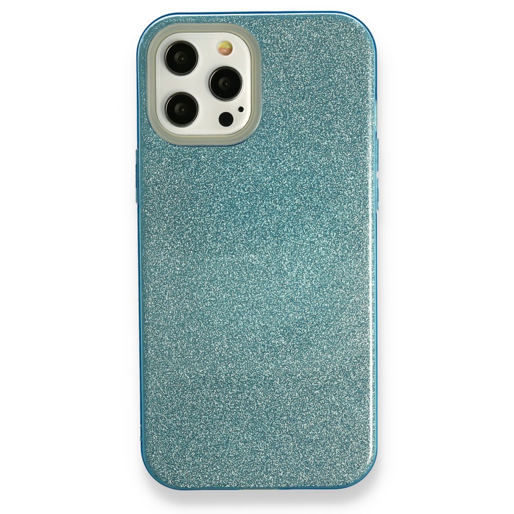  iPhone 12 Pro Max Kılıf Simli Katmanlı Silikon - Turkuaz