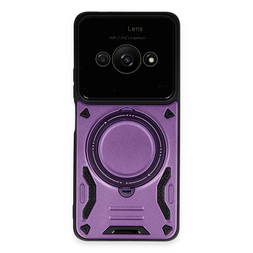 Xiaomi Poco C61 Kılıf Joy Lens Standlı Kapak - Mor Xiaomi Poco C61 Kılıf Joy Lens Standlı Kapak - Mor