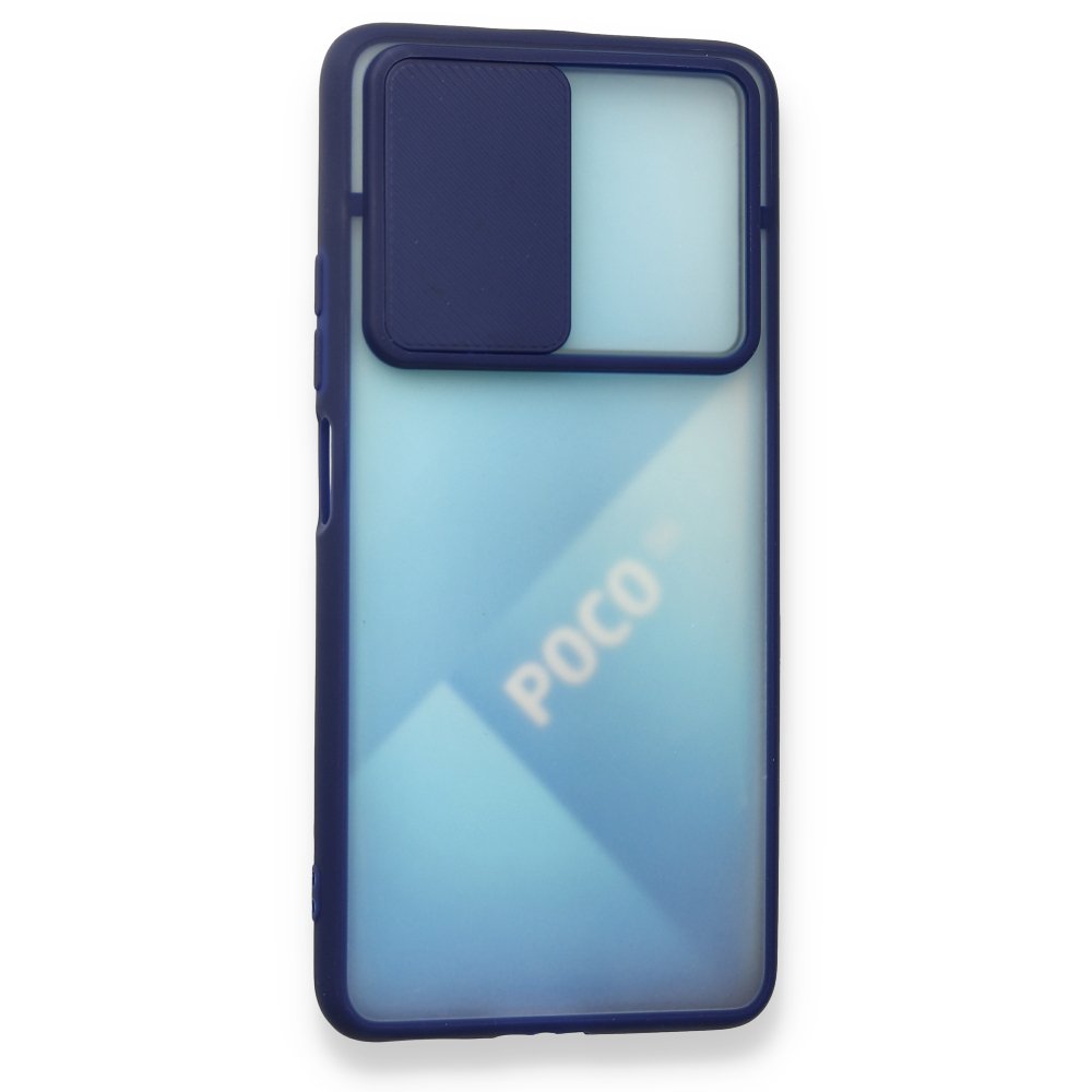 Redmi K40 Pro Kılıf Palm Buzlu Kamera Sürgülü Silikon - Lacivert