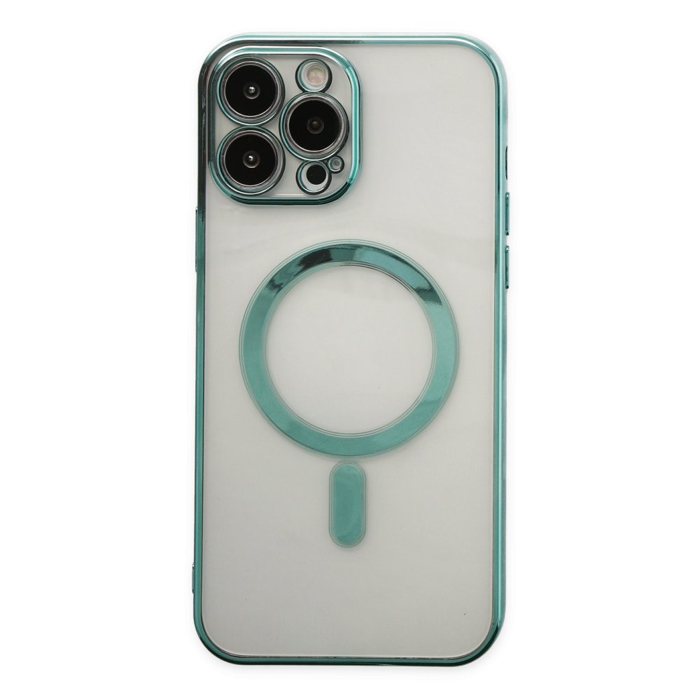  iPhone 14 Pro Max Kılıf Magneticsafe Lazer Silikon - Haki Yeşil