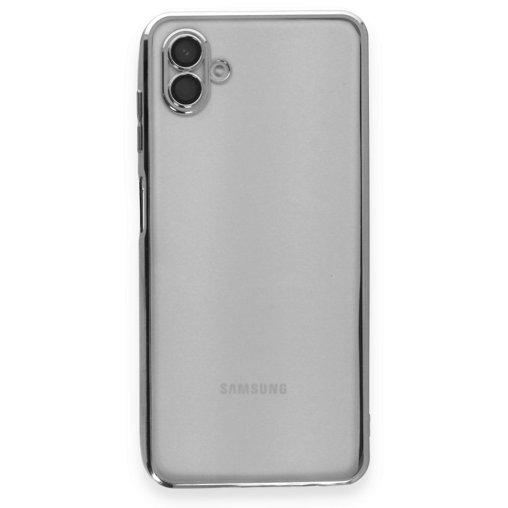  Samsung Galaxy A04 Kılıf Razer Lensli Silikon - Gümüş
