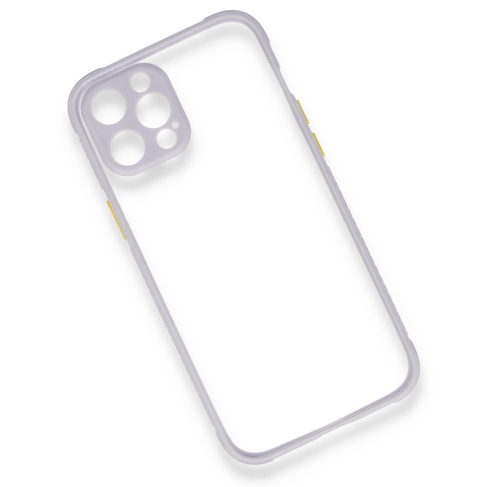 iPhone 12 Pro Kılıf Miami Şeffaf Silikon - Lila iPhone 12 Pro Kılıf Miami Şeffaf Silikon - Lila