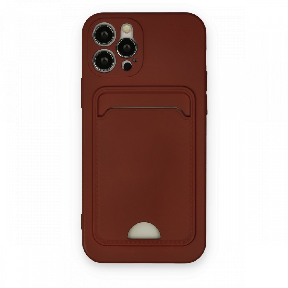  iPhone 12 Pro Kılıf Kelvin Kartvizitli Silikon - Bordo
