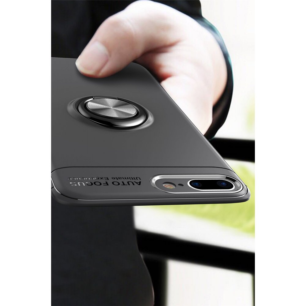  iPhone 7 Plus Kılıf Range Yüzüklü Silikon - Siyah-Gold