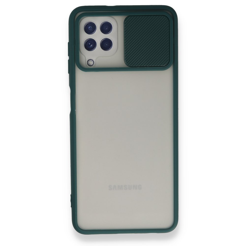  Samsung Galaxy A22 Kılıf Palm Buzlu Kamera Sürgülü Silikon - Yeşil