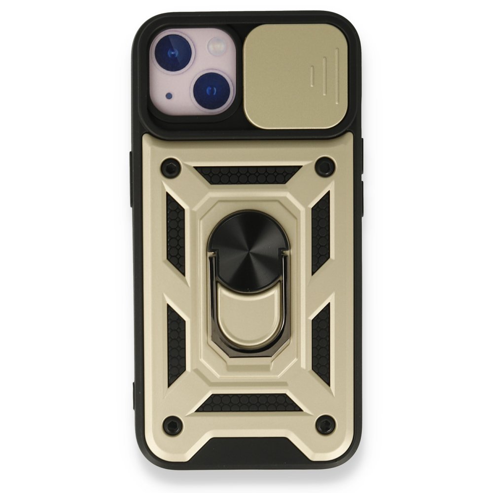  iPhone 13 Kılıf Pars Lens Yüzüklü Silikon - Gold