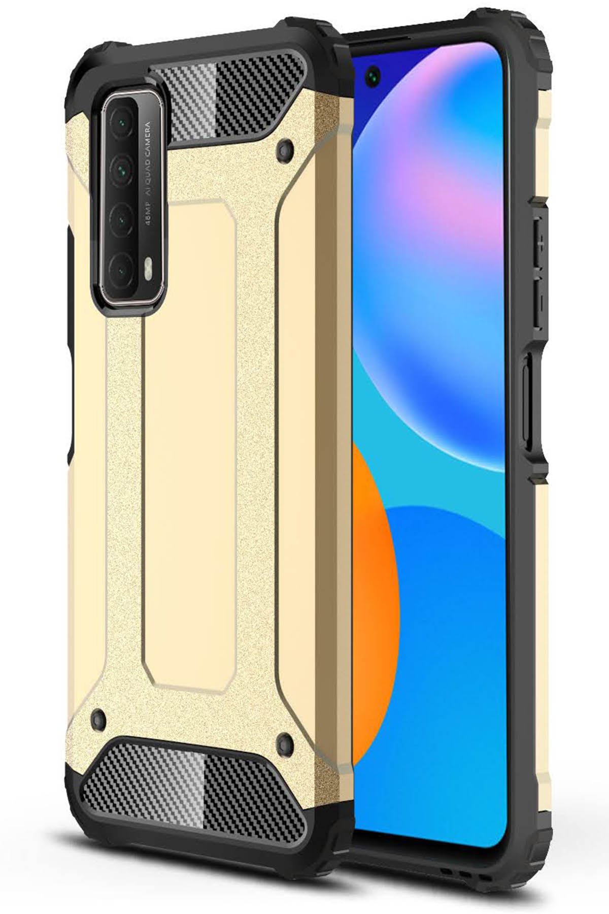 Huawei P Smart 2021 Kılıf Tank Silikon Kapak - Gold  Huawei P Smart 2021 Kılıf Tank Silikon Kapak - Gold