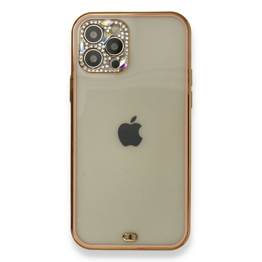  iPhone 12 Pro Kılıf Liva Taşlı Silikon - Pembe