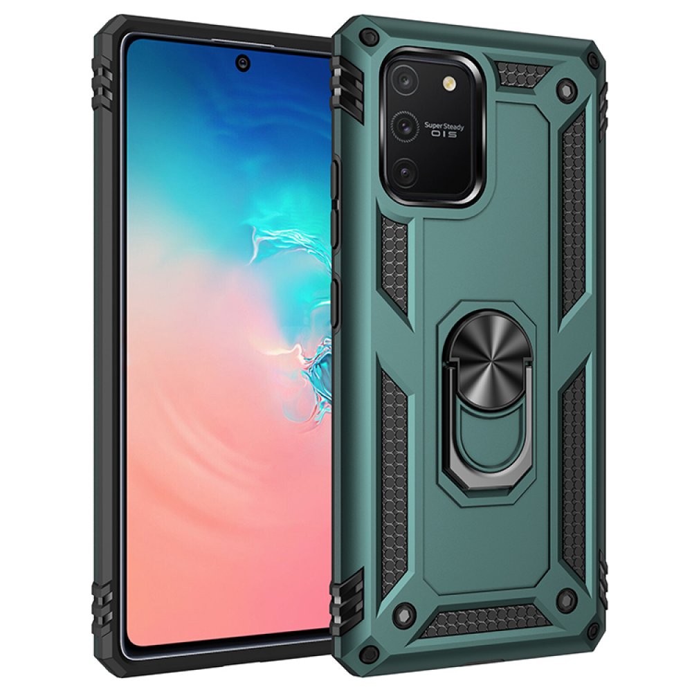  Samsung Galaxy A91 / S10 Lite Kılıf Sofya Yüzüklü Silikon Kapak - Yeşil