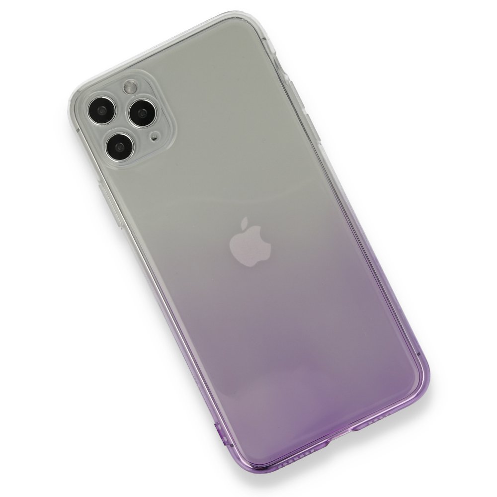  iPhone 11 Pro Max Kılıf Lüx Çift Renkli Silikon - Mor