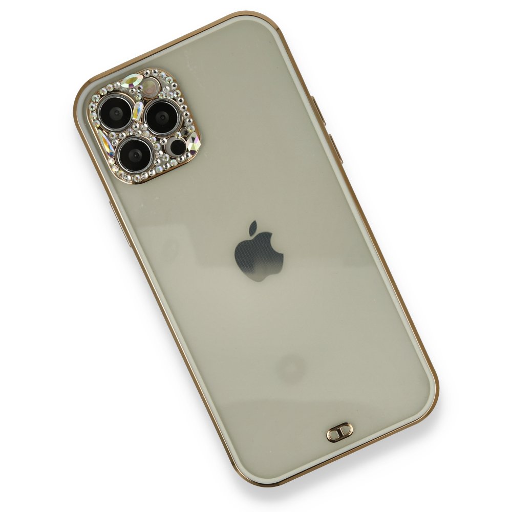iPhone 12 Pro Max Kılıf Liva Taşlı Silikon - Beyaz iPhone 12 Pro Max Kılıf Liva Taşlı Silikon - Beyaz