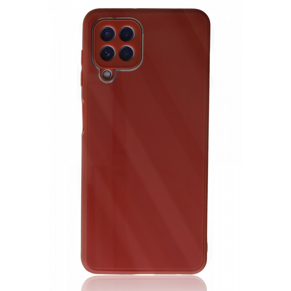  Samsung Galaxy A22 Kılıf Glass Kapak - Bordo