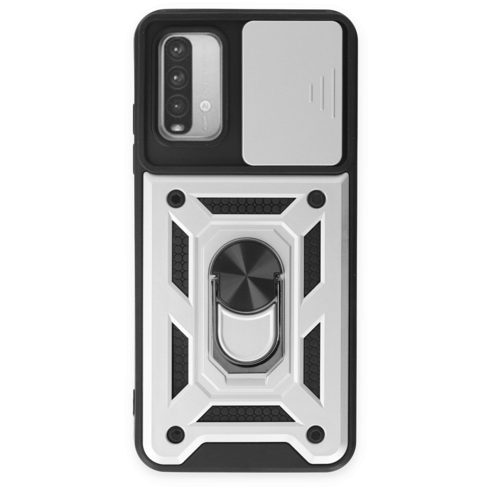 Redmi 9T Kılıf Pars Lens Yüzüklü Silikon - Gümüş