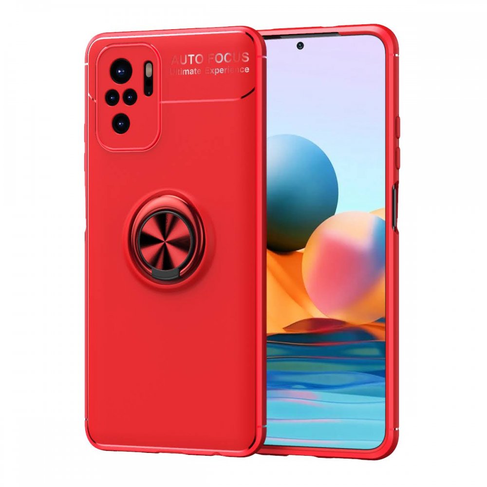 Redmi Note 10S Kılıf Range Yüzüklü Silikon - Kırmızı