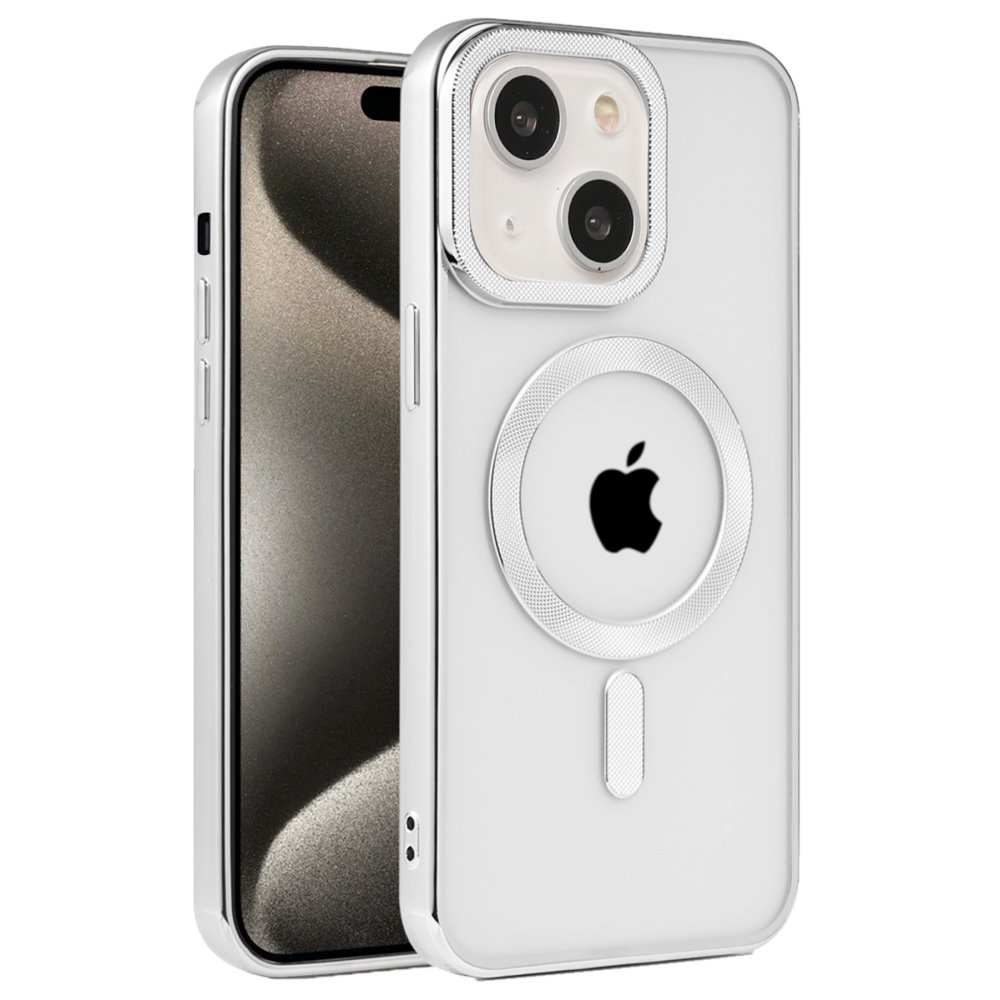  iPhone 15 Kılıf Kronos Magsafe Kapak - Gümüş