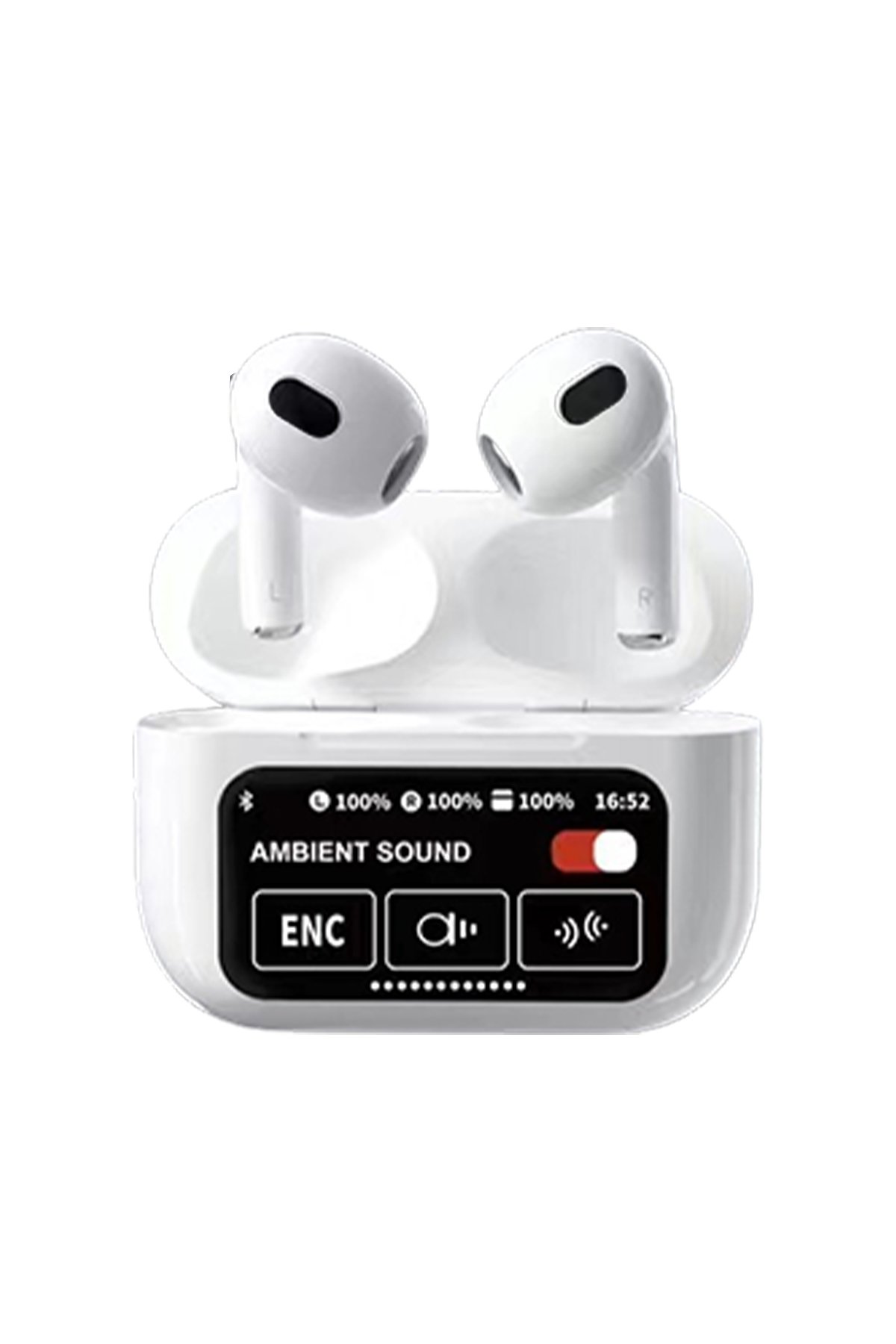 Karler Bass A10 Pro Aktif Gürültü Engelleyici Özellikli Dijital Ekranlı Airpods Bluetooth Kulaklık - Beyaz